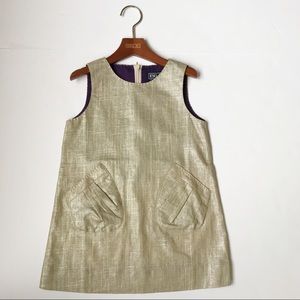 Gold shimmer  linen Pinafore dress for girls